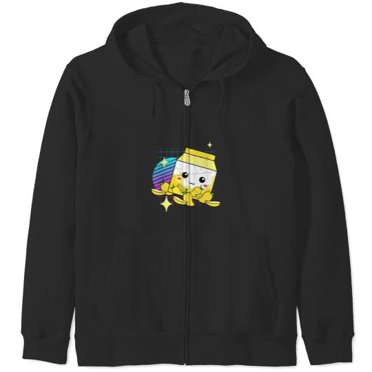 Vaporwave Art Otaku Japanese Kawaii Mango Milk Shake Carton Zip Hoodies