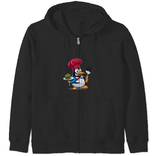 Chef Penguin A Happy And Vibrant DisneyInspired Vector Contour Art Zip Hoodies