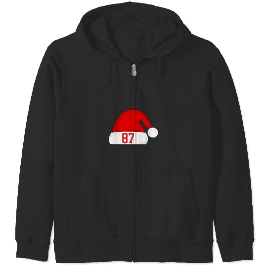 taylorr Swift Travis Kelce Christmas Game Santa Hat Zip Hoodies