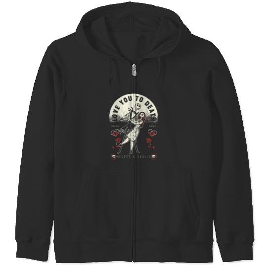 disneys Nightmare Before Christmas Valentine's Day Love You Zip Hoodies
