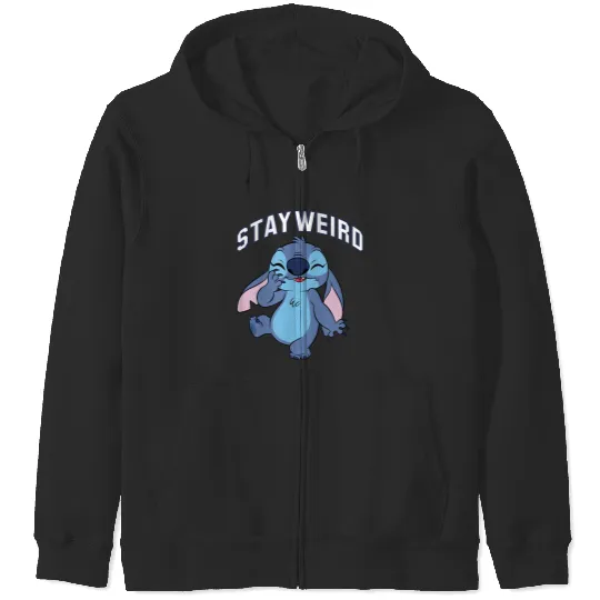 disneys Lilo Stitch Stay Weird Laughing Stitch Portrait Zip Hoodies