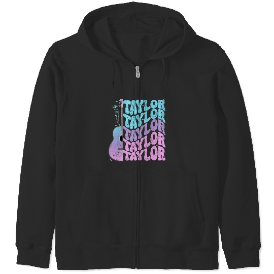 Discover Taylor First Name I Love Taylor Girl Groovy 80's Vintage Zip Hoodies