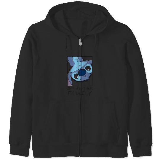 disneys Lilo Stitch Ohana Means Family Stitch Panel Box Zip Hoodies