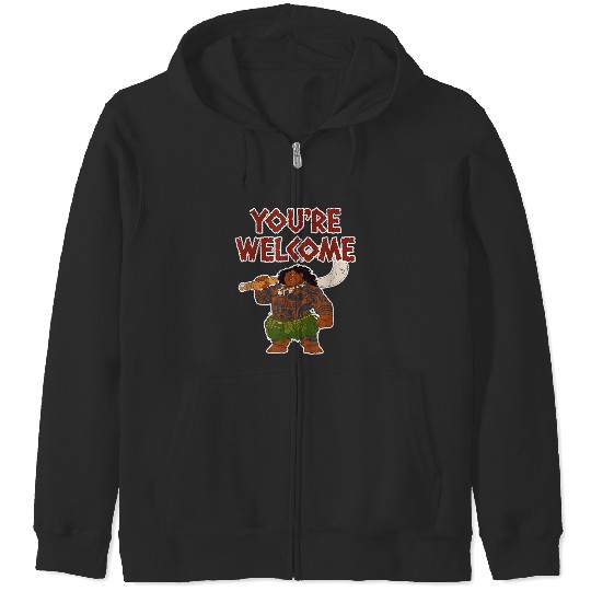 Disney Moana Maui Confident Pose You're Welcome Distressed gifts trends Zip Hoodies