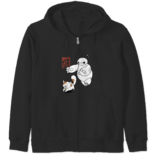 Disney Big Hero 6 Baymax Chasing Mochi Cute Shot Zip Hoodies
