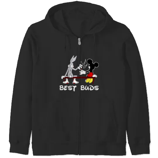 Bugs Bunny and Mickey Mouse Besst Buds, Funny Disney Looneys Tunes Zip Hoodies