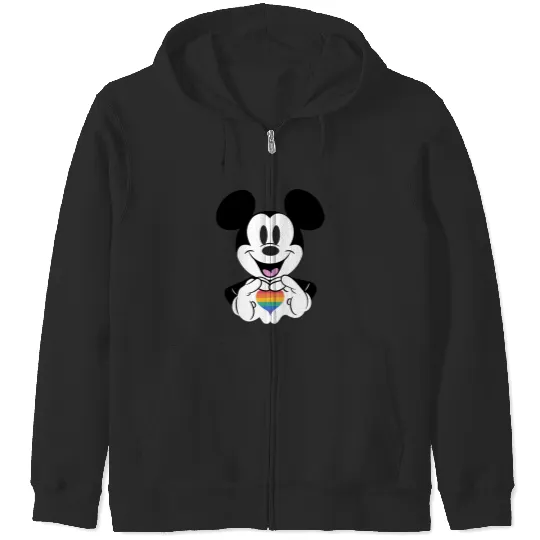 Disney Mickey Friends Pride Rainbow Heart Icon Portrait Zip Hoodies