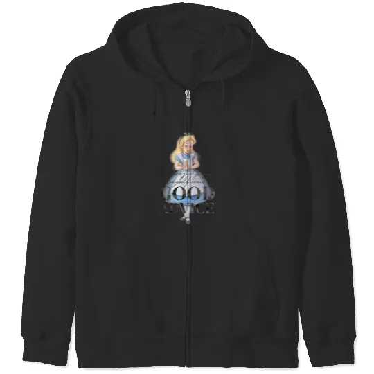 Disney 100th Anniversary Alice In Wonderland - Classic Fit Grey Short Sleeve Zip Hoodies