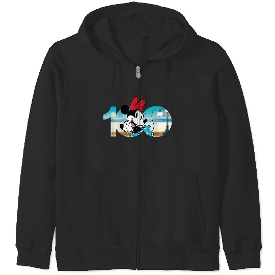 Disney 100 Anniversary Minnie Mouse D100 Logo Zip Hoodies