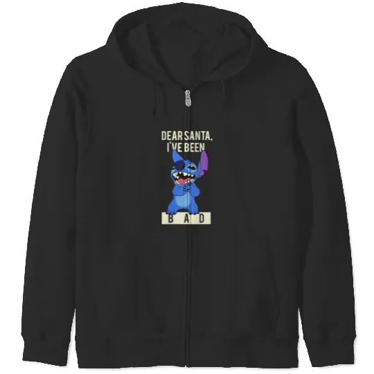 Womens Disney Lilo Stitch Christmas Dear Santa I've Been Bad Zip Hoodies