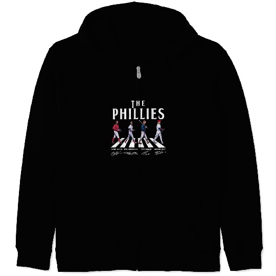 Vintage Philliess Walking Abbey Road Signatures Baseball Zip Hoodies