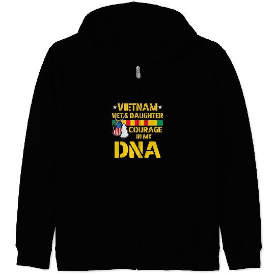 Vietnam Vets Daughter Courage In My DNA US Flag Zip Hoodies