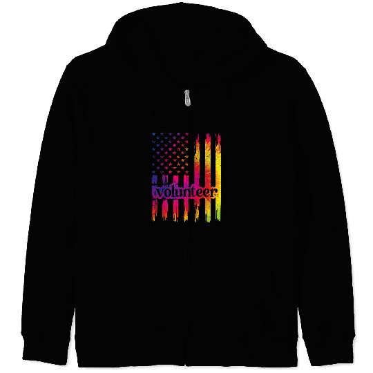 Volunteer US Flag Voluntary Worker Volunteering Zip Hoodies