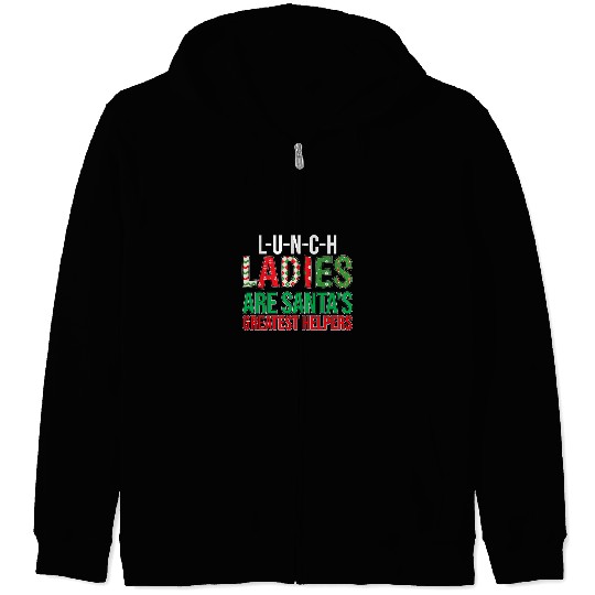 Santa School Cafeteria Worker Funny Christmas Lunch Lady Zip Hoodies