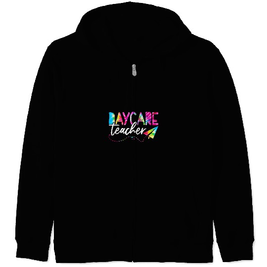 Tie Dye Daycare Teacher Provider Cute Worker Back To School Zip Hoodies