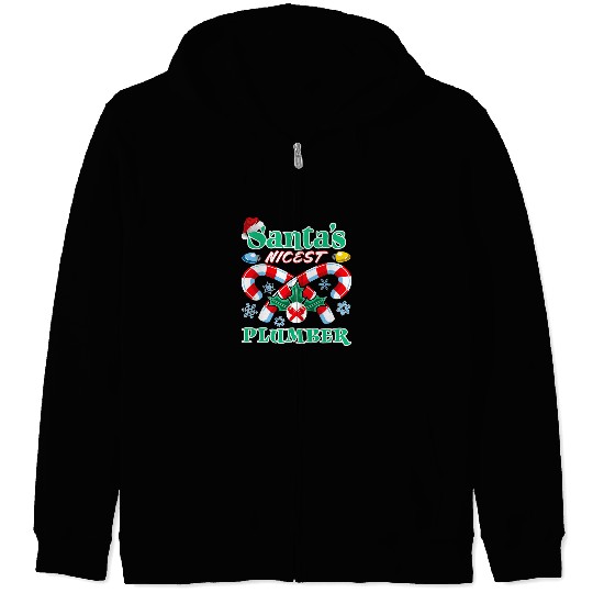 Santas Nicest Plumber Christmas Naughty Or Nice List Zip Hoodies