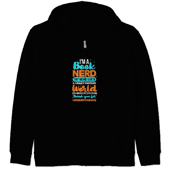 Book Nerd Reading Reader Bookworm Librarian Bibliophile Zip Hoodies