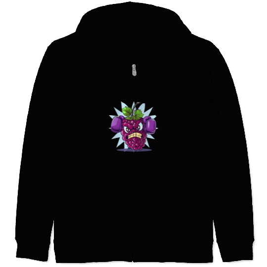 Angry Blackberry with punching gloves for sport fans Zip Hoodies