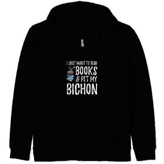 Bichon Avid Book Reader Funny Dog Mom Gift Zip Hoodies