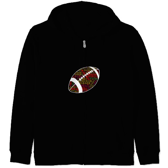 Artistic Ball Of Rugby Artwork Zip Hoodies