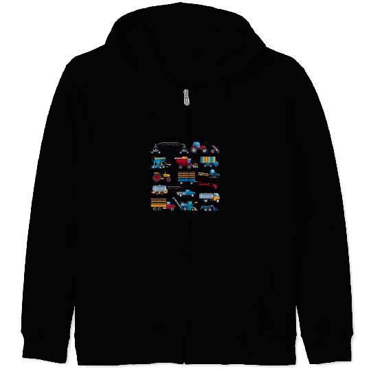 Agriculture Machines Tractor Identification Farmer Vehicles Zip Hoodies