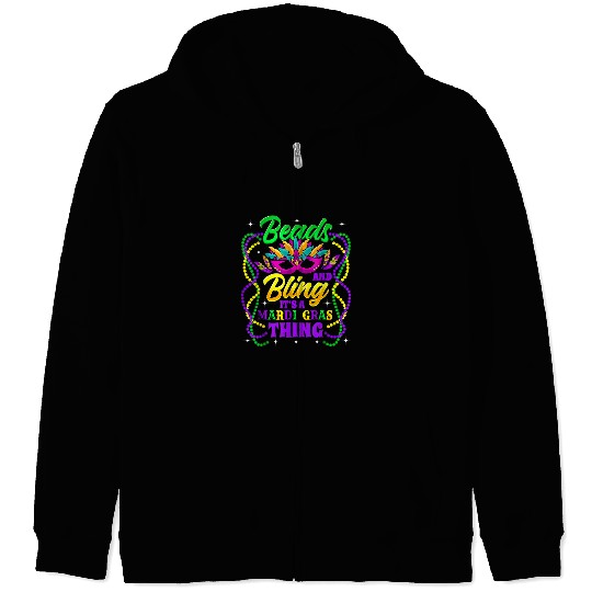 Beads And Bling Its A Mardi Gras Thing New Orleans Party Zip Hoodies