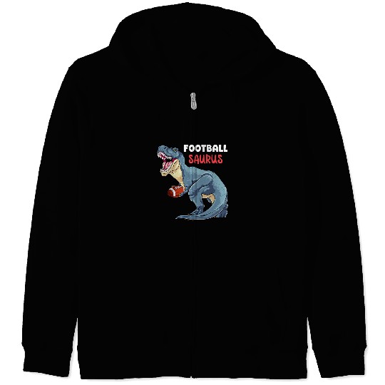 Football Dinosaur T Rexs Funny Football Saurus Rugby Player Zip Hoodies