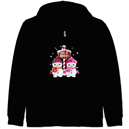 Adorable Snowpersons Let it Snow Graphic at the Northpole 400 Zip Hoodies