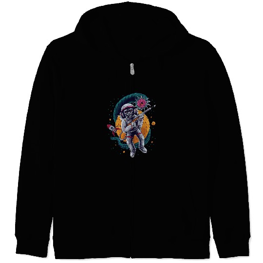 Astronaut Monkey Chimpanzee Cosmonaut Astronomy Zip Hoodies