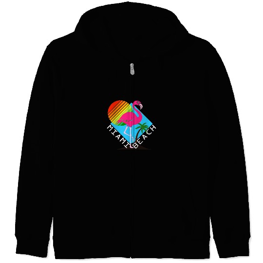 Surf Life Miami Florida Beach Flamingo Surfing Sun and Sand Paradise 2 Zip Hoodies