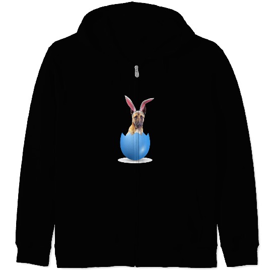 Belgian Malinois Dog Easter Bunny Colored Egg Hunting Sunday Zip Hoodies