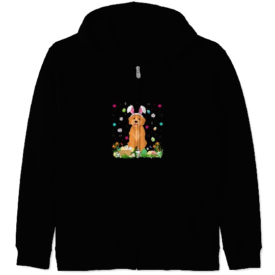 Dog Goldendoodle Easter Egg Lover Funny Goldendoodle Dog Easter Sunday Zip Hoodies