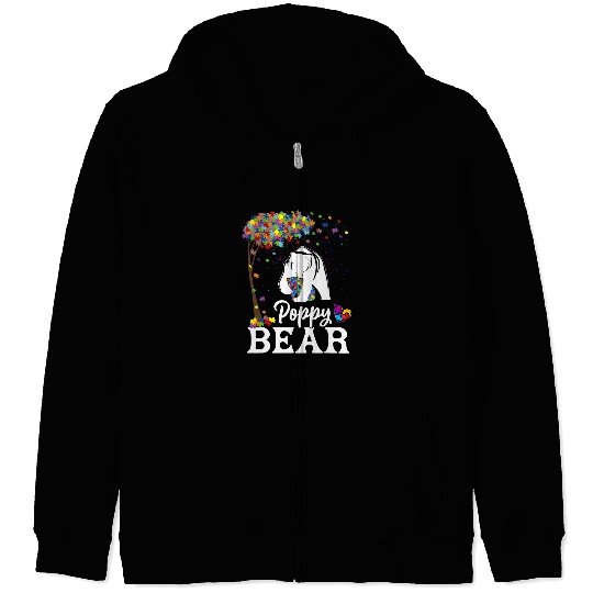 Funny Bear Autism Awareness Poppy Bear Support Autistic Cute Bears Zip Hoodies