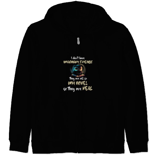Writer Owl Writing Imaginary Friends Reading Book Lover Zip Hoodies