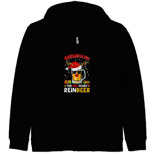 Beer Reindeer Beer Rudolph Brewdolph Funny Christmas Men Women107 Zip Hoodies