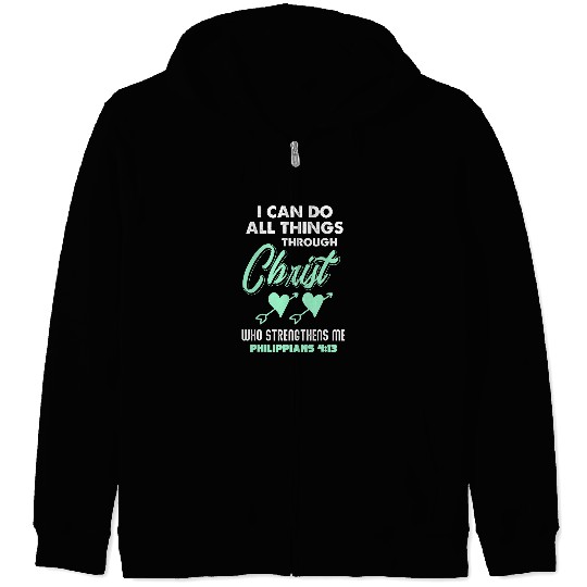 Christian Philippians 413 Cross Christian Religious Gift Verses appare Zip Hoodies