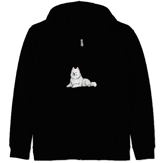 Dog Samoyed Dogs Samoyed Lying Down Funny Cute Zip Hoodies