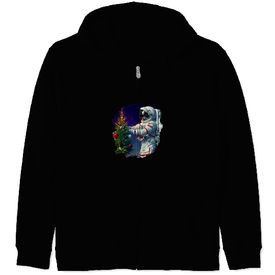 Astronauts Christmas Tree Outer Space Christmas 1 Zip Hoodies