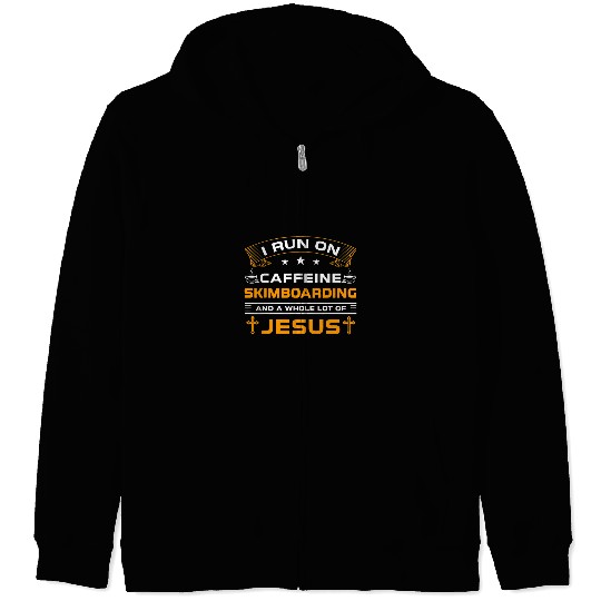 Christian Funny Coffee Jesus Skimboarding For Skimboarding Lover Christ Zip Hoodies