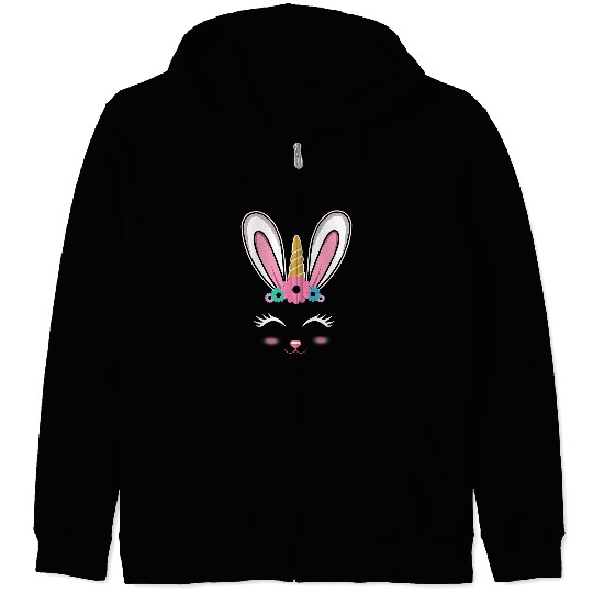 Easter Bunny Happy Easter Unicorn Zip Hoodies