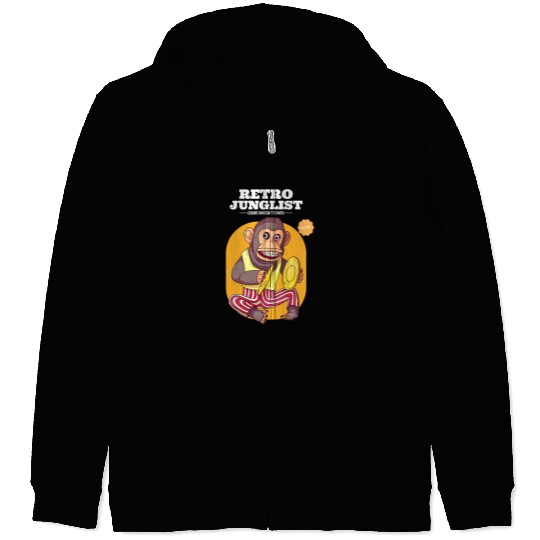 Drums Drummer Junglist Retro EDM Drum And Bass 174 BPM DnB Music Liquid Drums Zip Hoodies