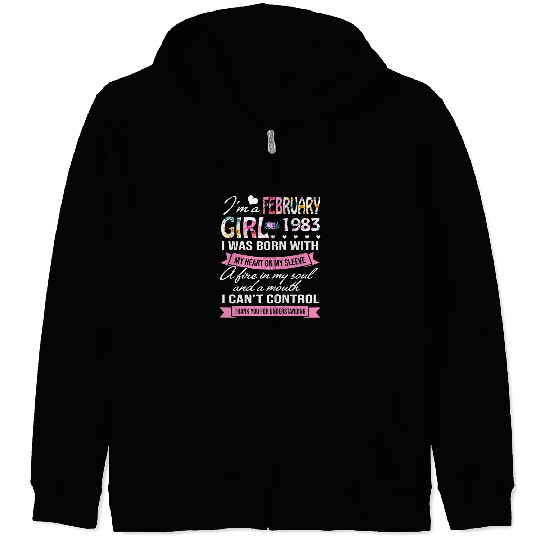 Awesome Since 1983 40th Birthday Im a February Girl 1983 Zip Hoodies
