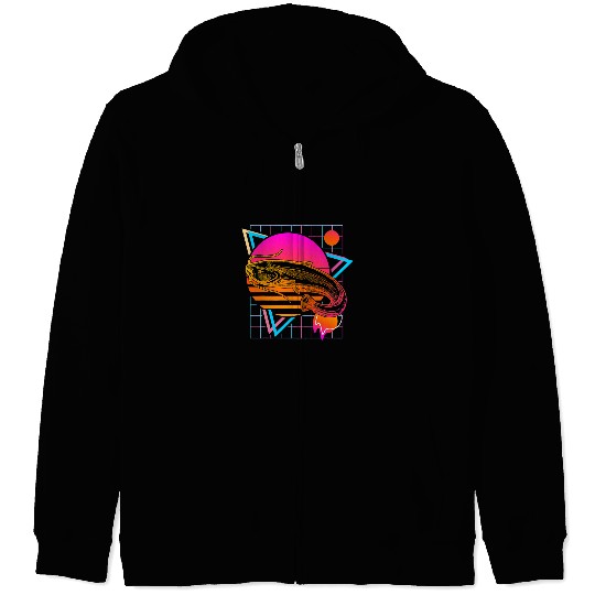 Fishing Catfish Retro 80s Style vintages Fishing Fisher Zip Hoodies