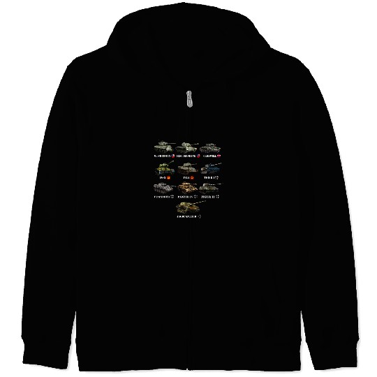WW2 Tanks M4 Sherman Panzer IV Tiger II T 34 History Buff Zip Hoodies