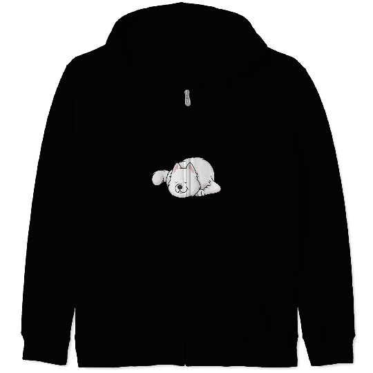 Dog Samoyed Dogs Sleeping Samoyed Funny Cute Zip Hoodies