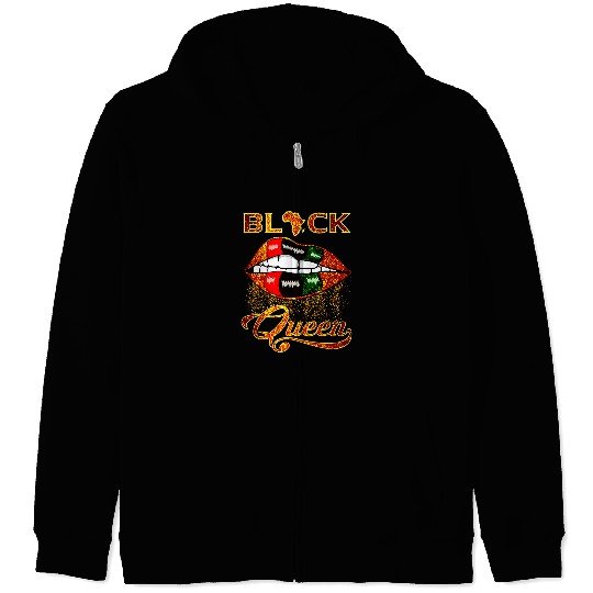 Black Queen Lips Red Green African American Flag Zip Hoodies