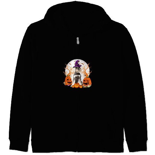 Dog Schnauzer Halloween Schnauzer Dog Jack O Lantern Pumpkin 25 Zip Hoodies