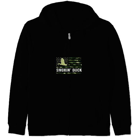 Ducks Quack Camouflage American Flag Duck Hunting Duck Hunter Camo 491 Duckie Ducks Zip Hoodies
