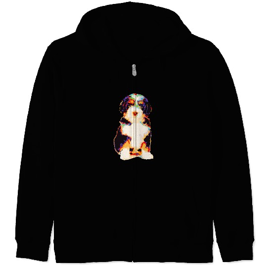 Bernedoodle Colorful Art Zip Hoodies
