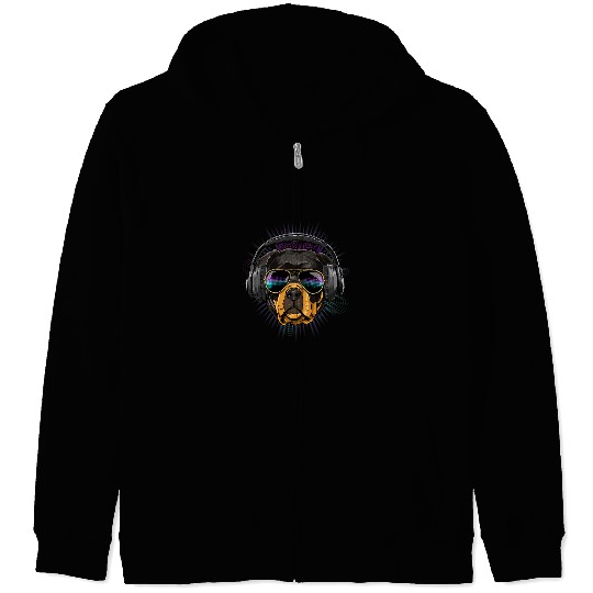 Dog Rottweiler EDM House Music DJ Rottweiler Dog Music Lover Music Artist Zip Hoodies